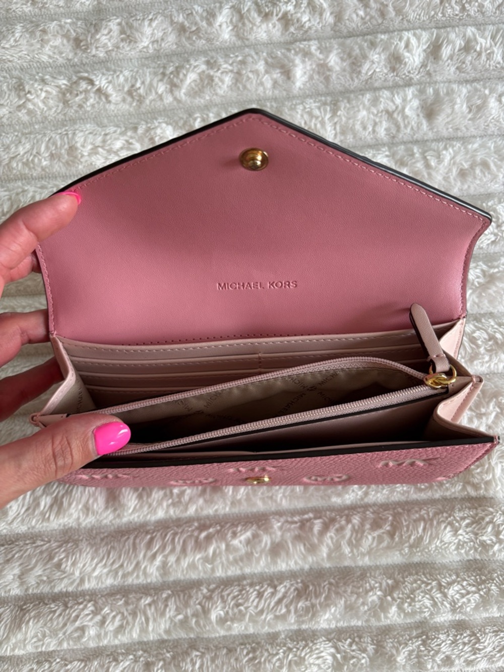 Michael Kors Pink MK Logo Envelope Wallet with Gold Accent - Picture 5 of 7
